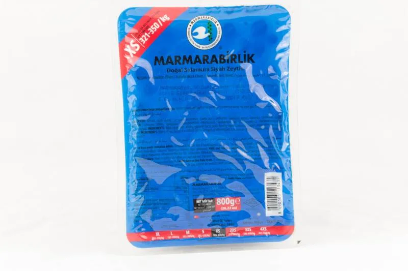Black extra vacuum-packed olives, size XS 800 g