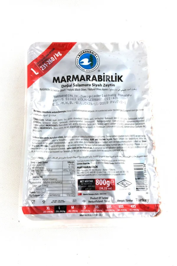 Black olives Hiper grade vacuum-packed, size L 800 g
