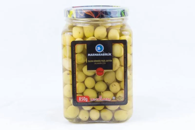 Green scored olives jar 850 g