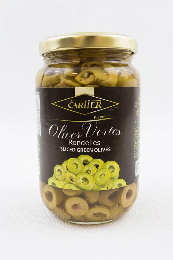 Green sliced olives, calibre 26/29 37 cl