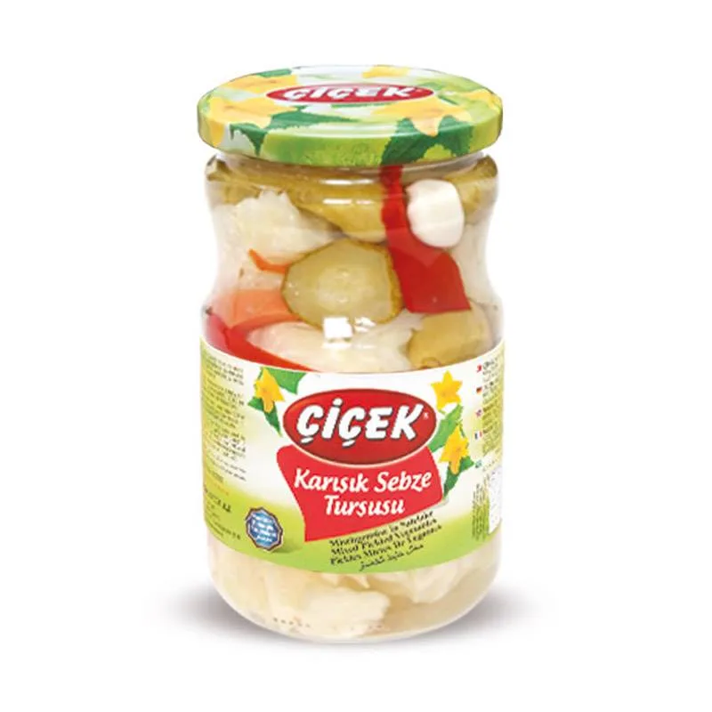 Mixed pickled vegetables jar