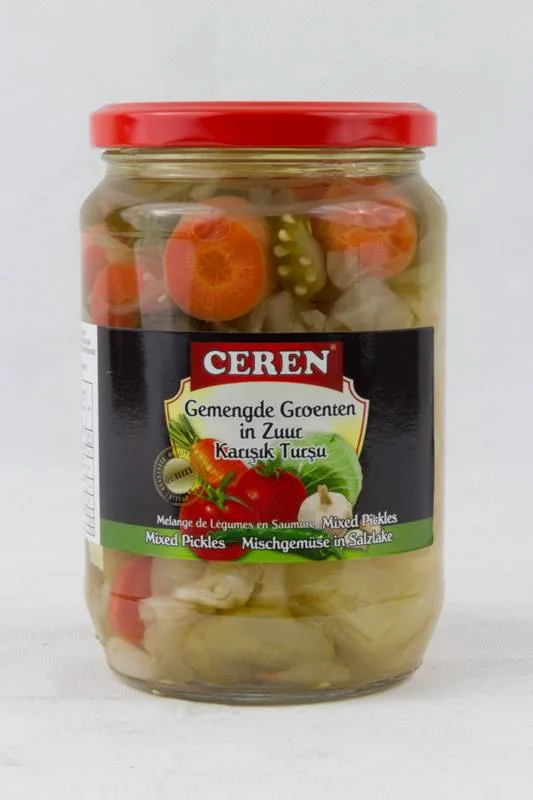 Mixed pickled vegetables jar