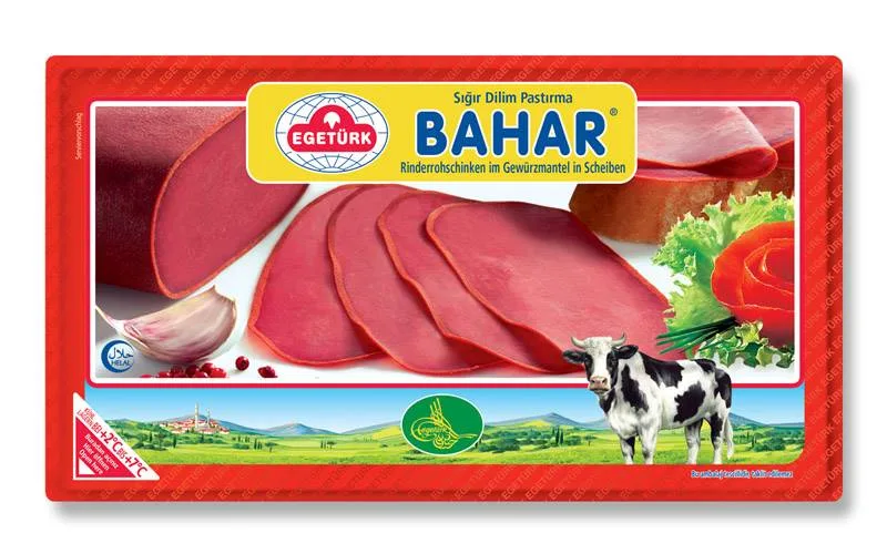 Pastırma cured beef sliced